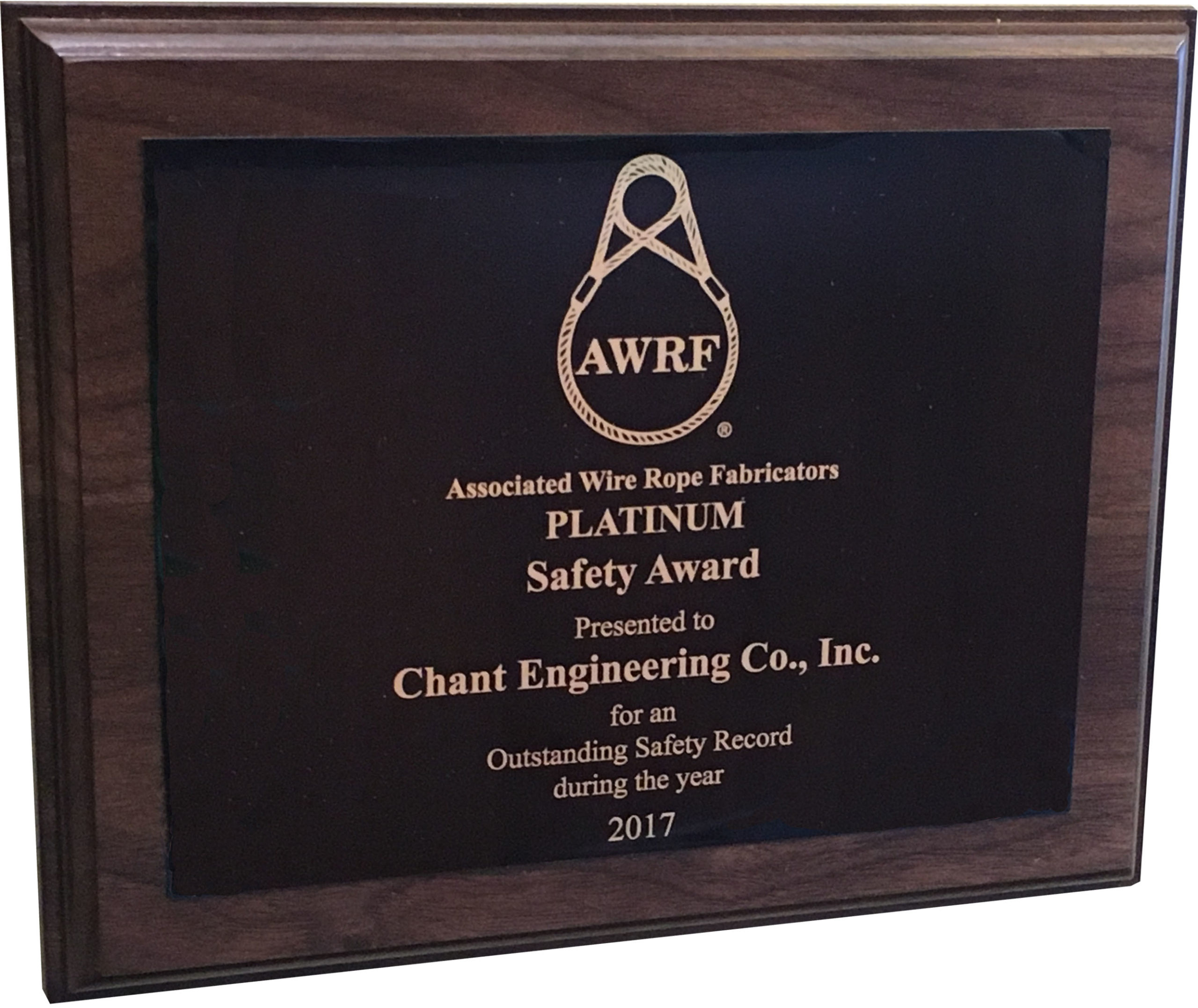 Chant has become a twelve time recipient for AWRF’s Platinum Safety Award